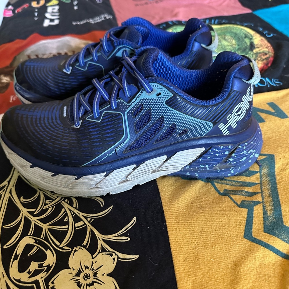 Hoka One One Navy and White Running Shoes